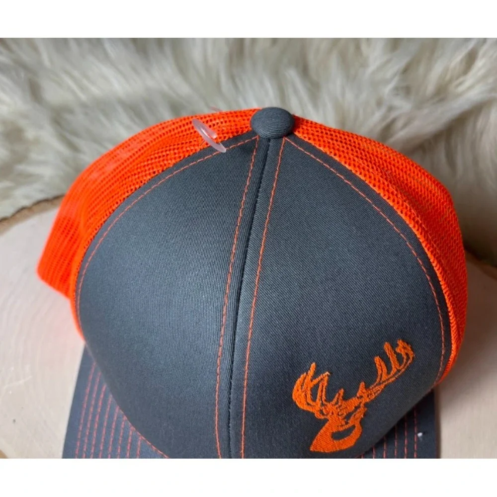 Pacific Headwear Snapback Hat Orange Gray Deer Hunting Outdoor Adjustable‎ NWOT